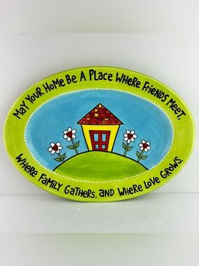 Lorrie Veasey Our Name is Mud “Friends Meet” Ceramic Platter NWOT